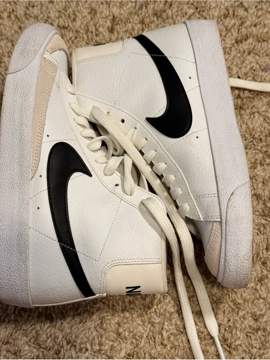 Nike Shoes - Nike Blazer 77 White High-Top Sneakers with Black Swoosh 5Y Woman’s 6.5